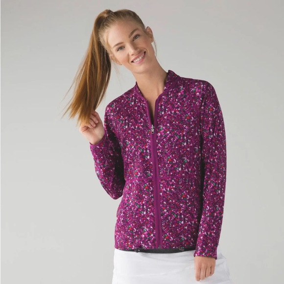 Lululemon Athletica Real Quick Jacket Women’s Reversible Violet Print Plum Sz 4 - Picture 5 of 13